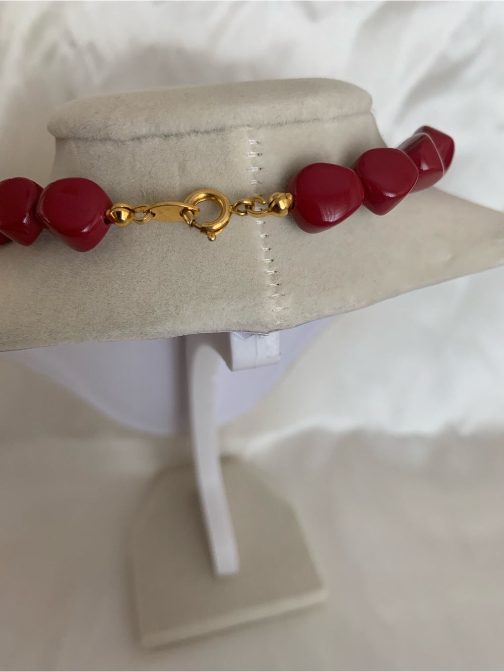 Trifari Red Bead Necklace with Gold-Tone Clasp FLAT PRICE